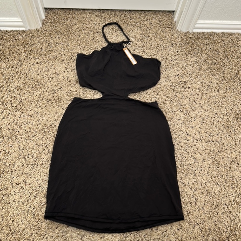 Fits everybody cut out halter dress in black Sz 3X